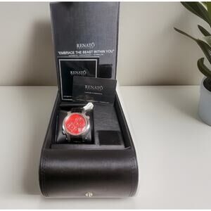 NEW LimitedEdition Renato Dual Time Red Dial Genuine Diamond Accent Watch